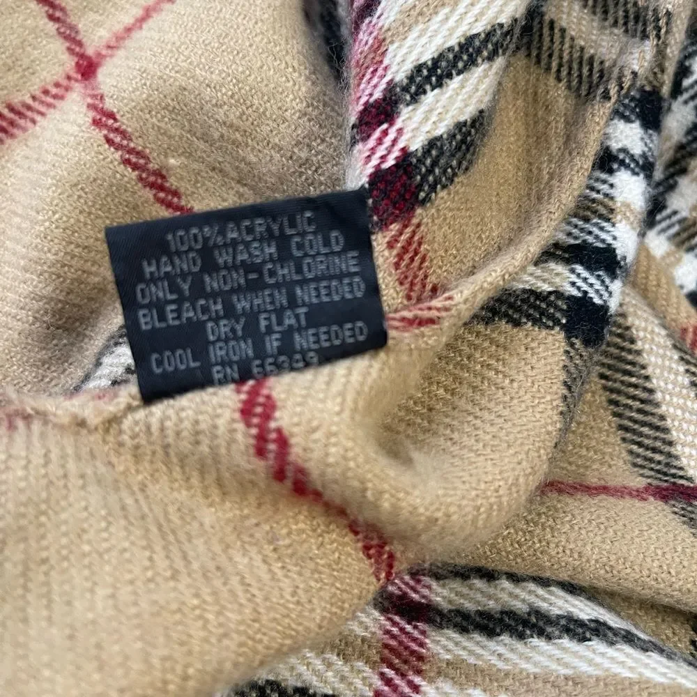 V.Fraas Classic plaid Shawl acrylic material fringe accent OS
